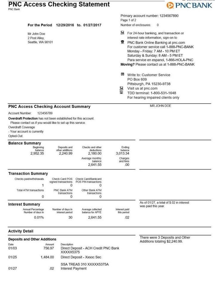 pnc bank statement pdf